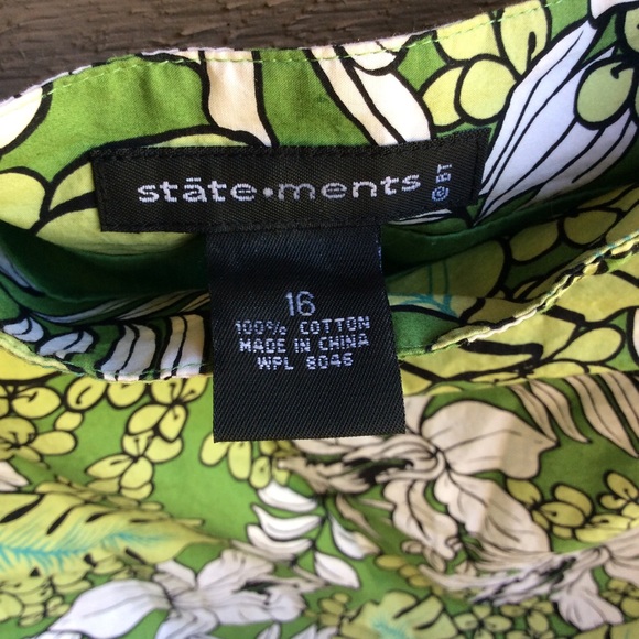 State ments wrap skirt Hawaiian theme green cotton - Picture 3 of 5